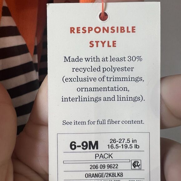 Infant Orange Pumpkin Halloween Bodysuit & Stripe Pants Set Newborn - Picture 10 of 11